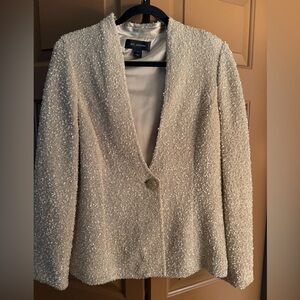 St. John Women's Textured Metallic Cream Blazer - NWOT